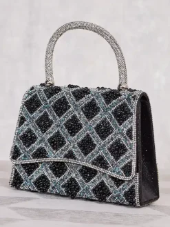 Royalfashion Mała torebka damska z cyrkoniami i perełkami