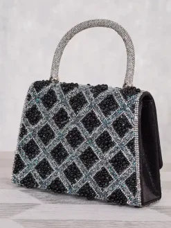 Royalfashion Mała torebka damska z cyrkoniami i perełkami