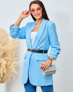 Royalfashion Marynarka damska z paskiem