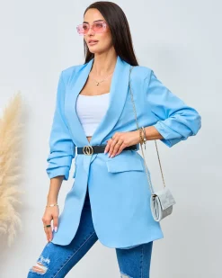 Royalfashion Marynarka damska z paskiem