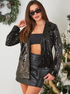 Royalfashion Marynarka damska z cekinami