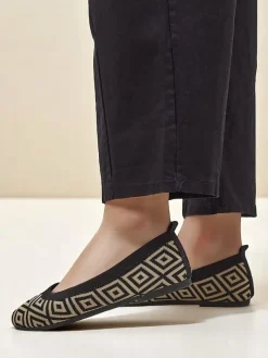 Royalfashion Materiałowe damskie baleriny z geometrycznym printem Metric