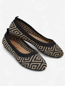 Royalfashion Materiałowe damskie baleriny z geometrycznym printem Metric