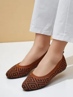 Royalfashion Materiałowe damskie baleriny z geometrycznym printem Metric