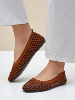 Royalfashion Materiałowe damskie baleriny z geometrycznym printem Metric