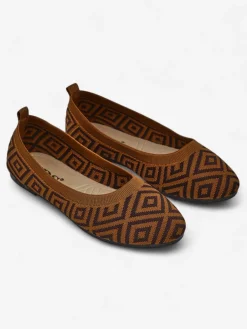 Royalfashion Materiałowe damskie baleriny z geometrycznym printem Metric
