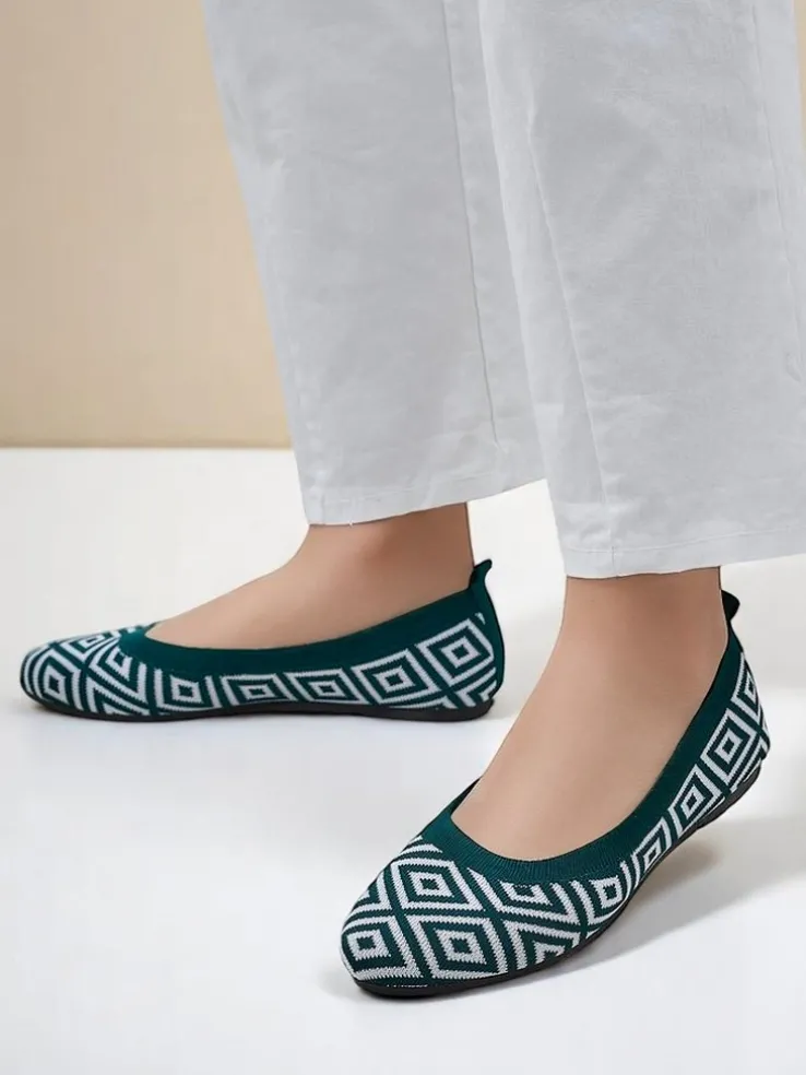Royalfashion Materiałowe damskie baleriny z geometrycznym printem Metric