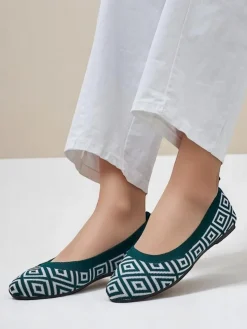 Royalfashion Materiałowe damskie baleriny z geometrycznym printem Metric