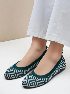 Royalfashion Materiałowe damskie baleriny z geometrycznym printem Metric