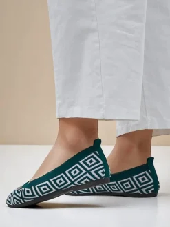 Royalfashion Materiałowe damskie baleriny z geometrycznym printem Metric