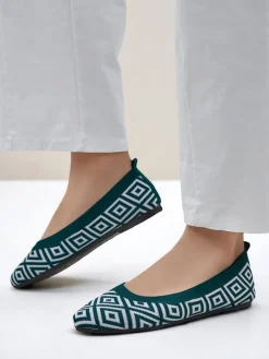 Royalfashion Materiałowe damskie baleriny z geometrycznym printem Metric