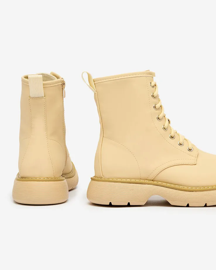 Royalfashion Matowe beżowe botki damskie Kucillo