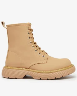 Royalfashion Matowe jasnobrązowe botki damskie Kucillo