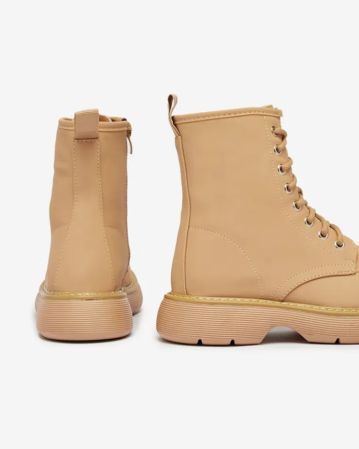 Royalfashion Matowe jasnobrązowe botki damskie Kucillo