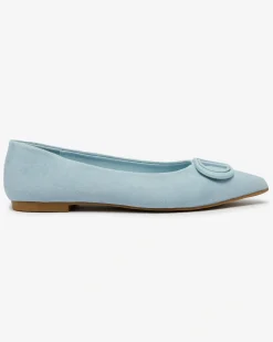 Royalfashion Niebieskie baleriny damskie w szpic z ozdobą na nosku Tidita