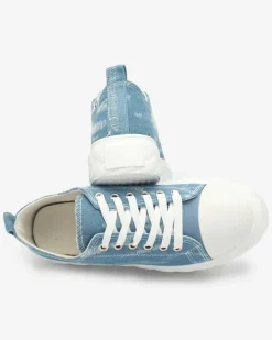 Royalfashion Niebieskie damskie jeansowe trampki z przetarciami Nerolera