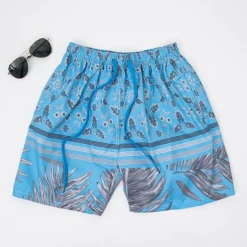 Royalfashion Niebieskie wzorzyste męskie sportowe spodenki szorty