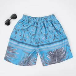 Royalfashion Niebieskie wzorzyste męskie sportowe spodenki szorty
