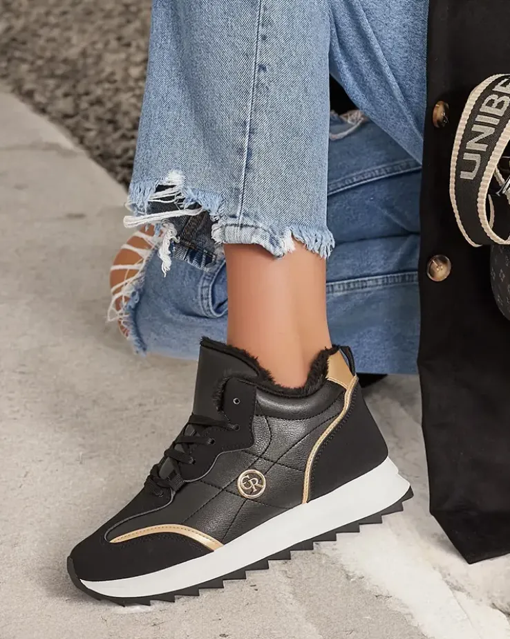 Royalfashion Ocieplane sneakersy damskie z futerkiem Ozzix