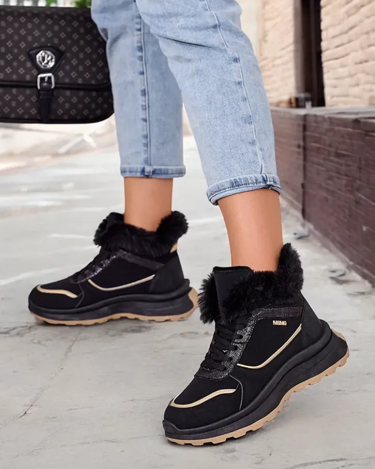 Royalfashion Ocieplane sneakersy damskie z futerkiem Mofell