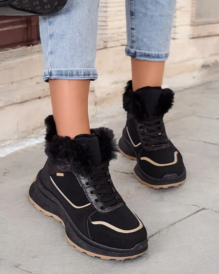 Royalfashion Ocieplane sneakersy damskie z futerkiem Mofell