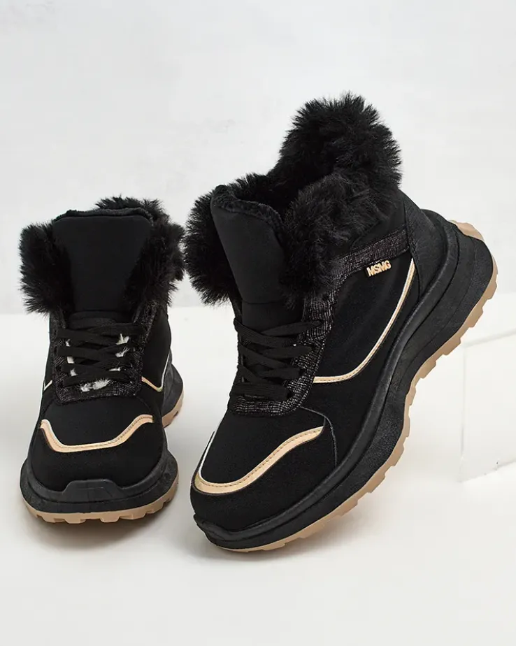 Royalfashion Ocieplane sneakersy damskie z futerkiem Mofell