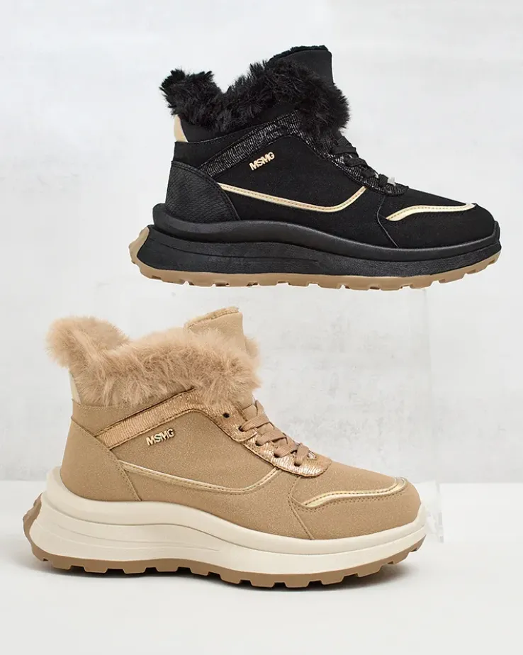 Royalfashion Ocieplane sneakersy damskie z futerkiem Mofell