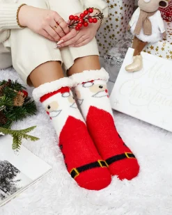 Royalfashion Ocieplane świąteczne damskie skarpetki z Mikołajem