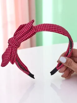 Royalfashion Opaska do włosów z kokardką w kratkę Gosia