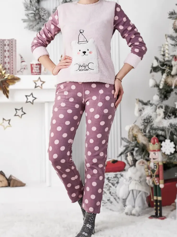 Royalfashion Piżama damska a'la polarowa Hello Winter