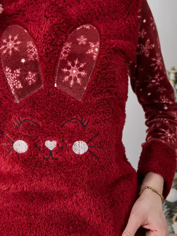 Royalfashion Piżama damska z króliczkiem a'la polarowa