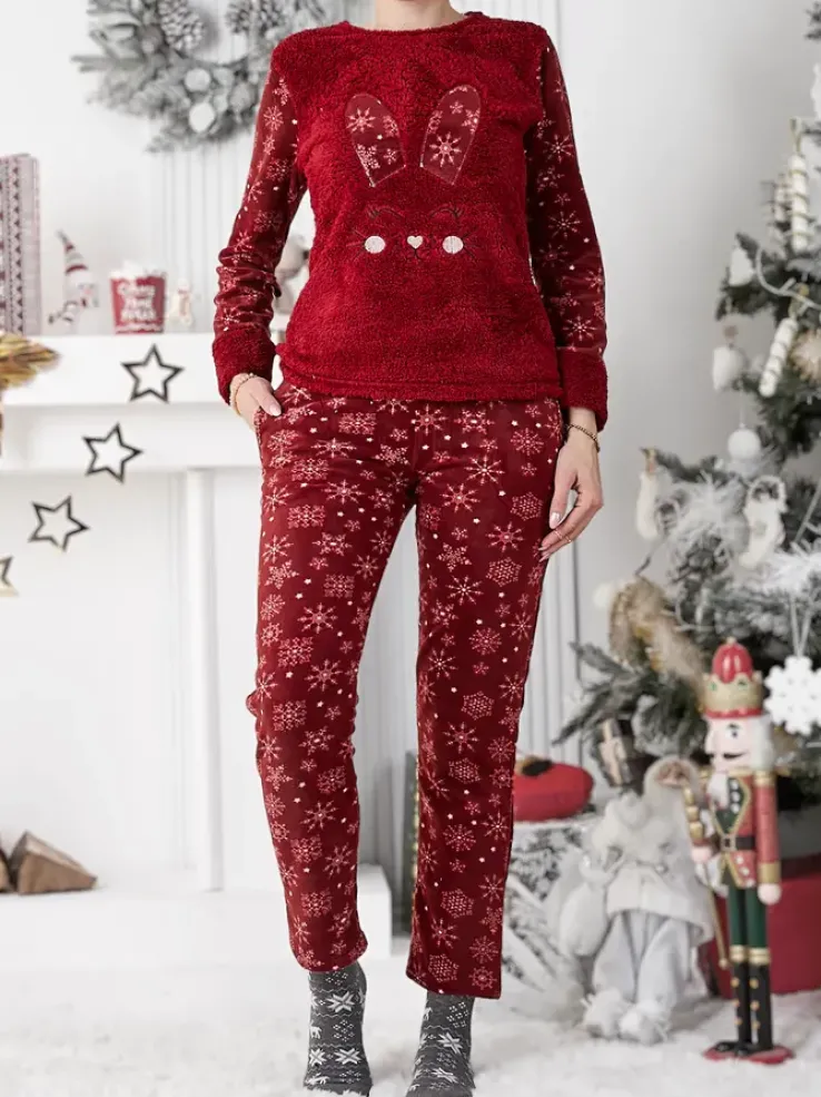 Royalfashion Piżama damska z króliczkiem a'la polarowa