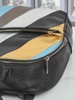 Royalfashion Plecak damski z eko skóry w paski Metallic Stripes