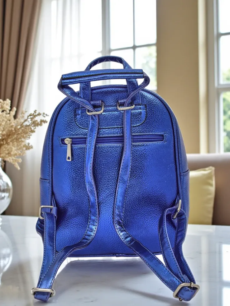 Royalfashion Plecak damski z eko skóry w paski Metallic Stripes