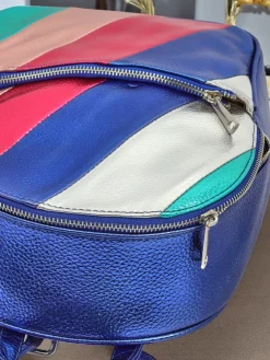 Royalfashion Plecak damski z eko skóry w paski Metallic Stripes