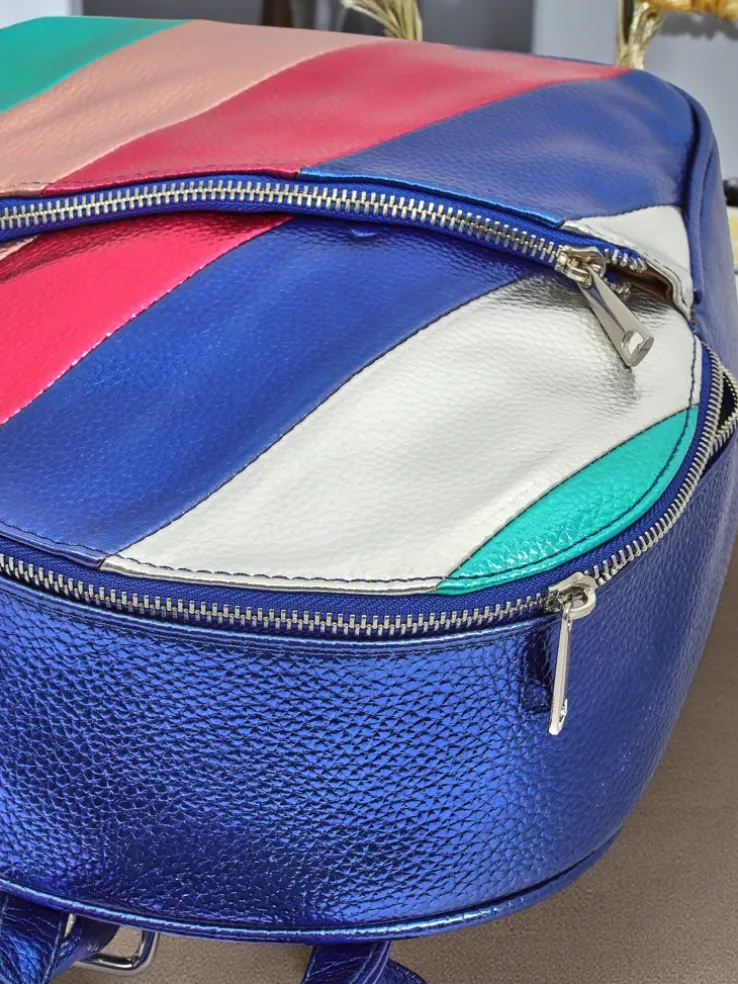 Royalfashion Plecak damski z eko skóry w paski Metallic Stripes