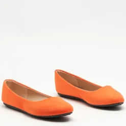 Royalfashion Pomarańczowe eko-zamszowe damskie baleriny Mariusa