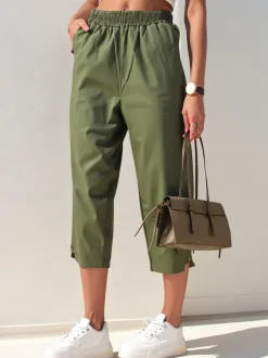 Royalfashion Proste spodnie damskie materiałowe 7/8