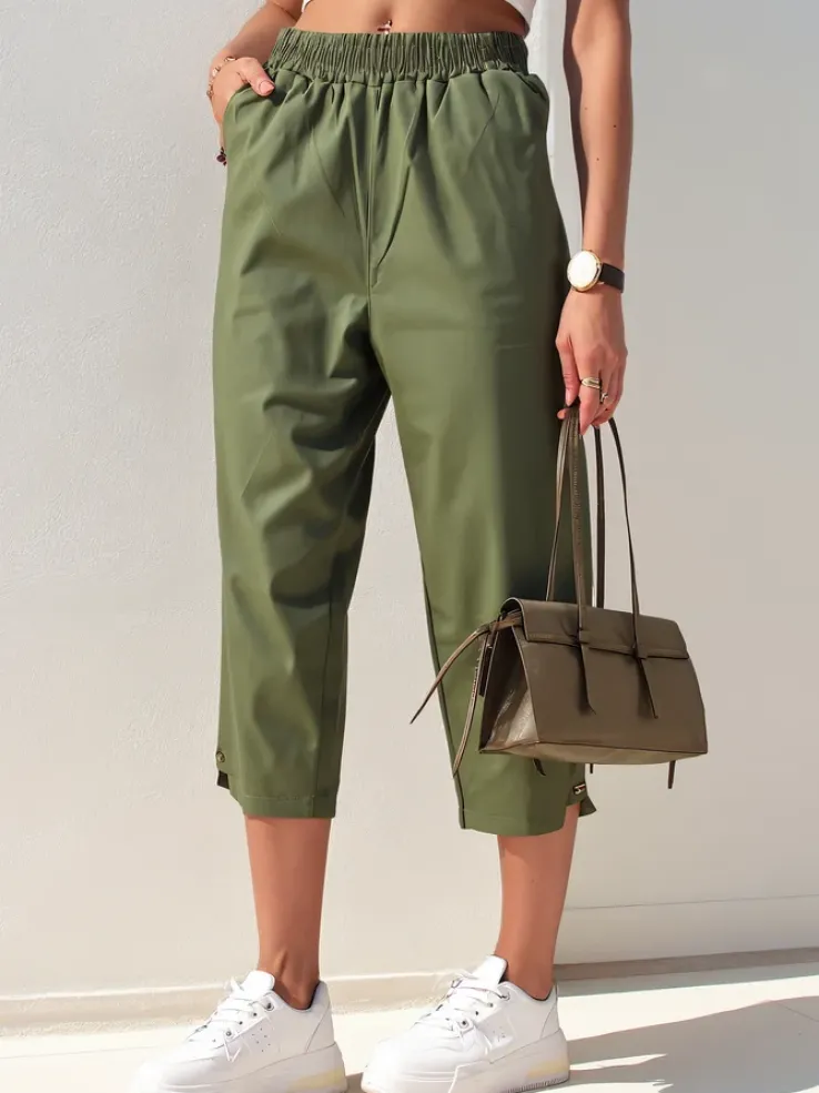 Royalfashion Proste spodnie damskie materiałowe 7/8