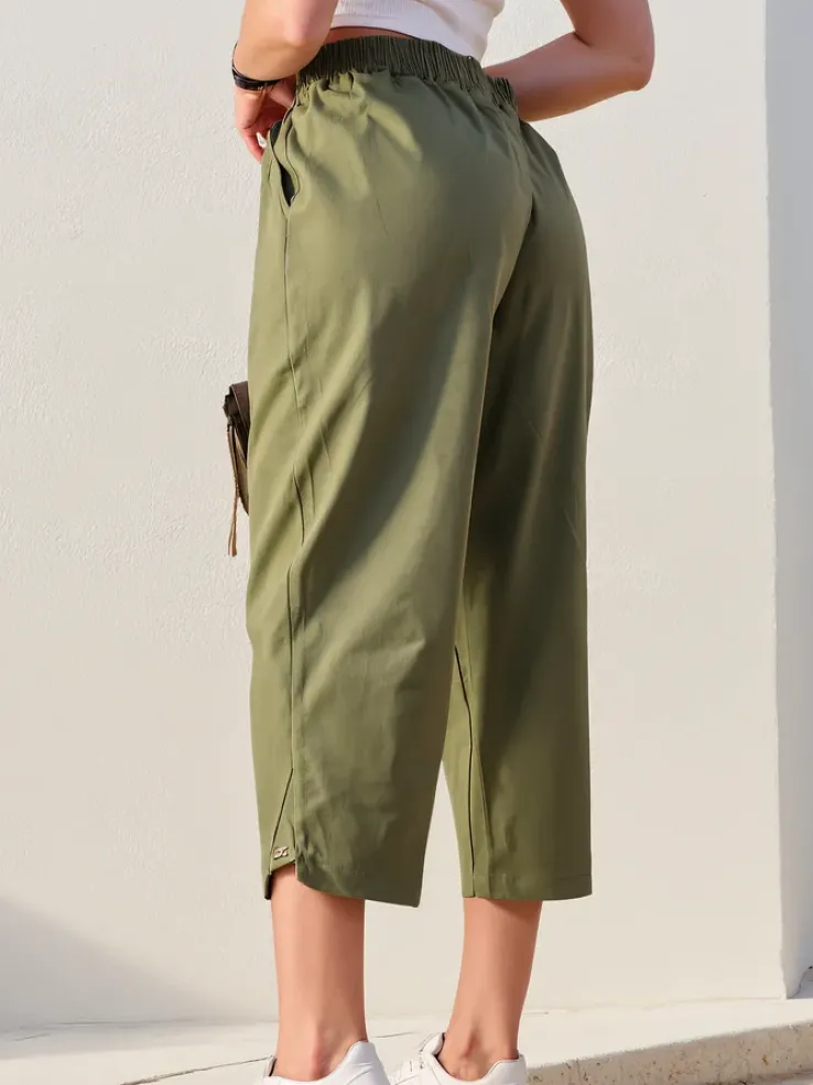 Royalfashion Proste spodnie damskie materiałowe 7/8