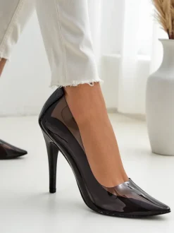 Royalfashion Przeźroczyste damskie czółenka na szpilce Selqoa