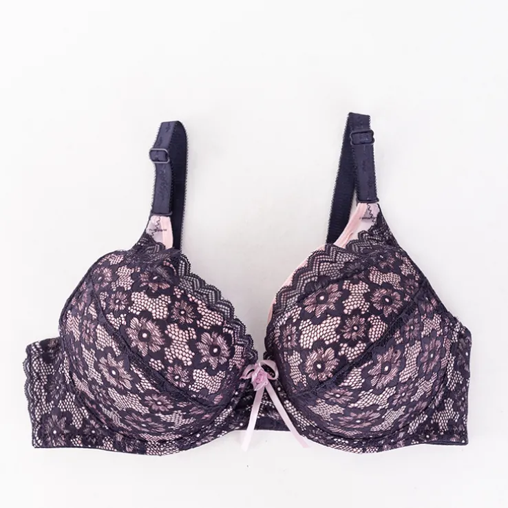 Royalfashion Purpurowo-różowy biustonosz z koronką