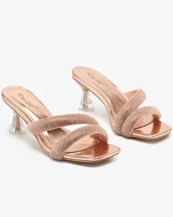 Royalfashion Różowe damskie klapki na niskim obcasie Teroo