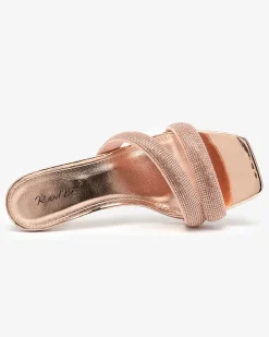 Royalfashion Różowe damskie klapki na niskim obcasie Teroo