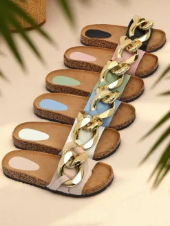 Royalfashion Różowe klapki damskie z ozdobą Sofig