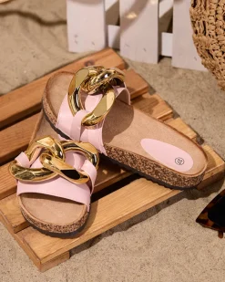 Royalfashion Różowe klapki damskie z ozdobą Sofig