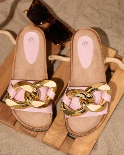 Royalfashion Różowe klapki damskie z ozdobą Sofig