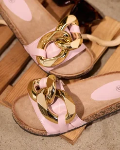 Royalfashion Różowe klapki damskie z ozdobą Sofig