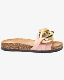 Royalfashion Różowe klapki damskie z ozdobą Sofig