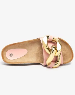 Royalfashion Różowe klapki damskie z ozdobą Sofig